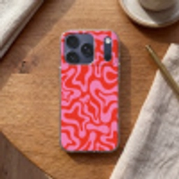 Abstract - Patroon - Rood - Roze - Minimalistisch Telefoonhoesje iPhone 17 Pro klein -sfeer1
