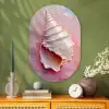 Schelp - Pastel - Pink Wandcirkel Ovaal Glas middel -sfeer2