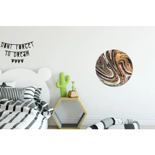 Marmerlook - Goud - Glitter - Luxe - Marmer - Wit Wandcirkel aluminium klein -kinderkamer