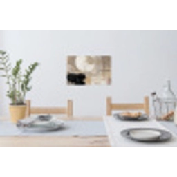 Abstract - Cirkel - Modern - Beige - Zwart - Minimalistisch Muursticker klein -eettafel