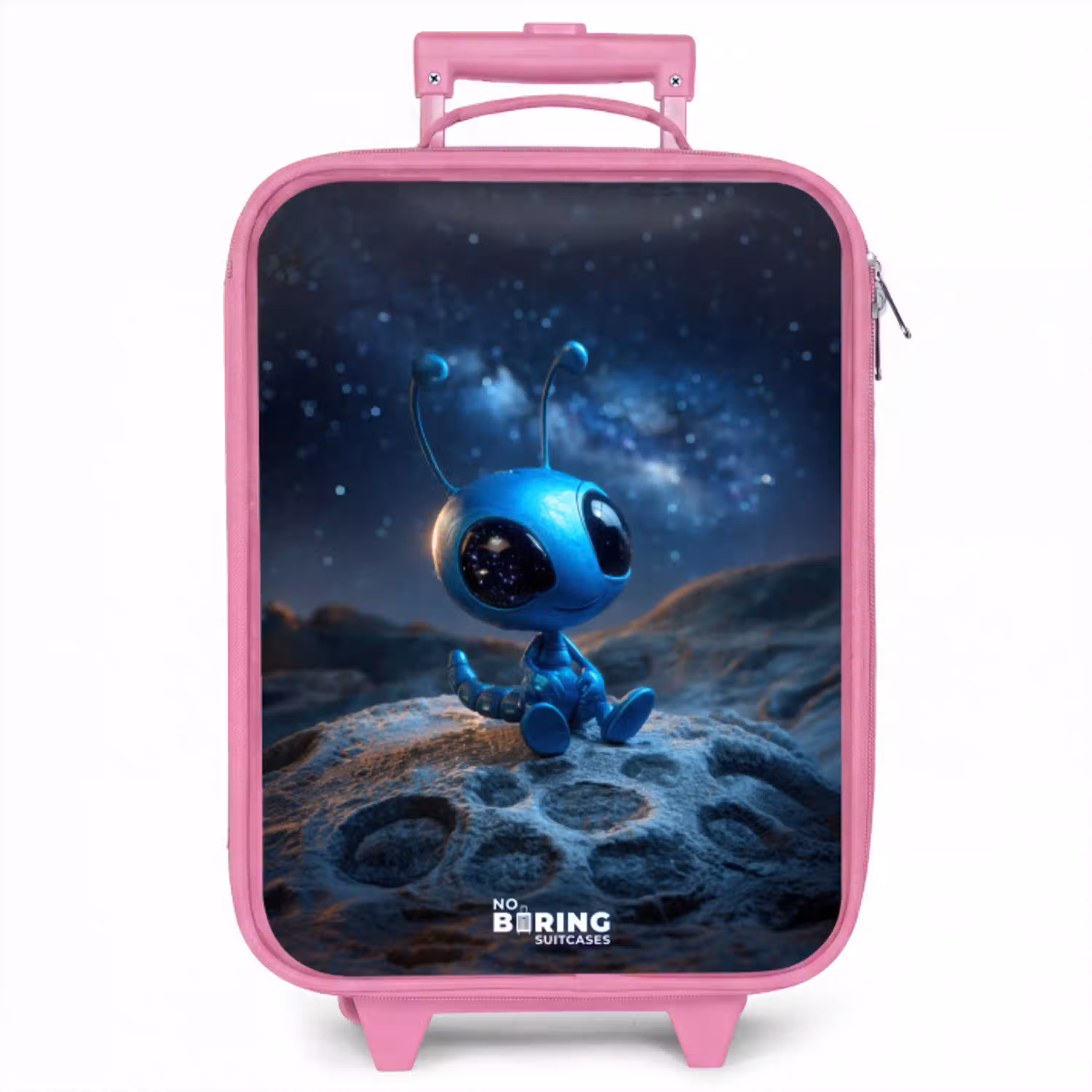 Blauw buitenaards wezentje onder sterrenhemel Kinderkoffer - Roze klein -zzz_website3d