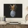 Ananas - Bloemen patroon - Goud - Delftsblauw PET vilt klein -sfeer1