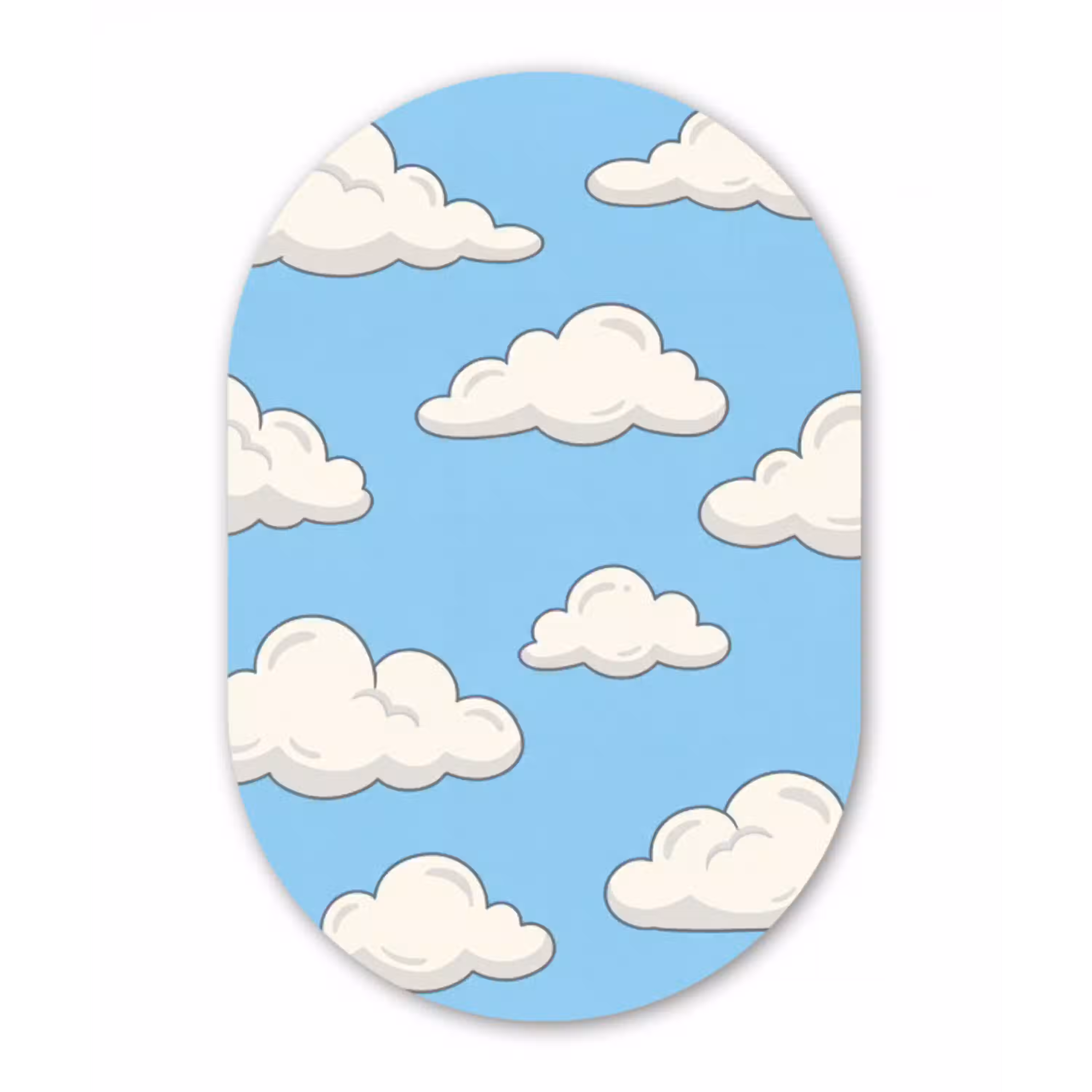 Wolk - Cartoon - Lucht - Blauw - Wit Wandcirkel Ovaal Aluminium middel -3d