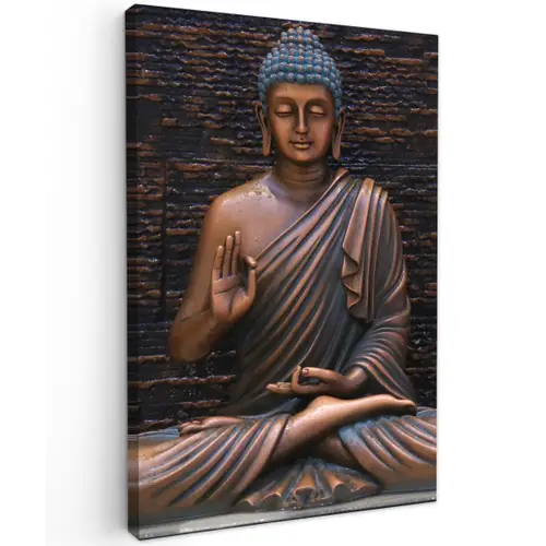 Rustgevende Boeddha in meditatie Tuinposter op houten frame 2 cm dik klein -3d