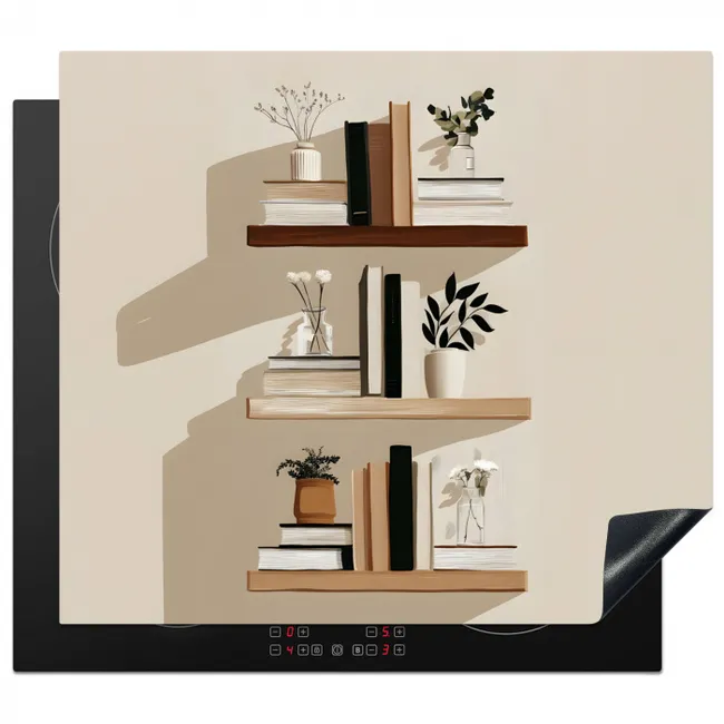 Plankjes - Boeken - Vaasjes - Planten Inductie beschermer vinyl 3mm middel -3d