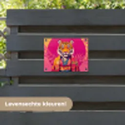 Tijger - Kimono - Planten - Roze tuinposter los doek klein -sfeer3