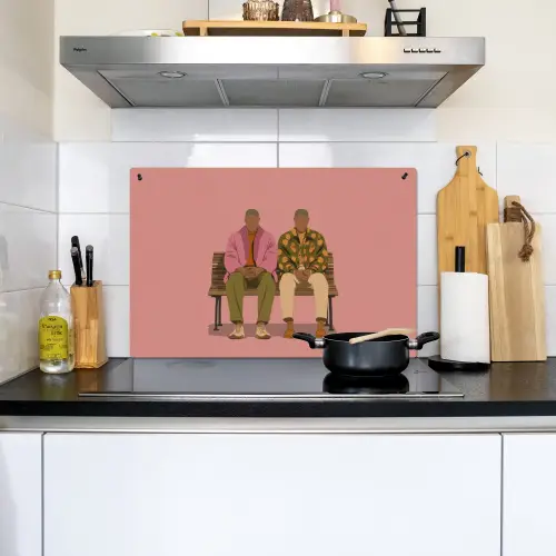 Illustratie - Bankje - Personen - Minimalistisch Inductie beschemer met haakjes klein -sfeer2