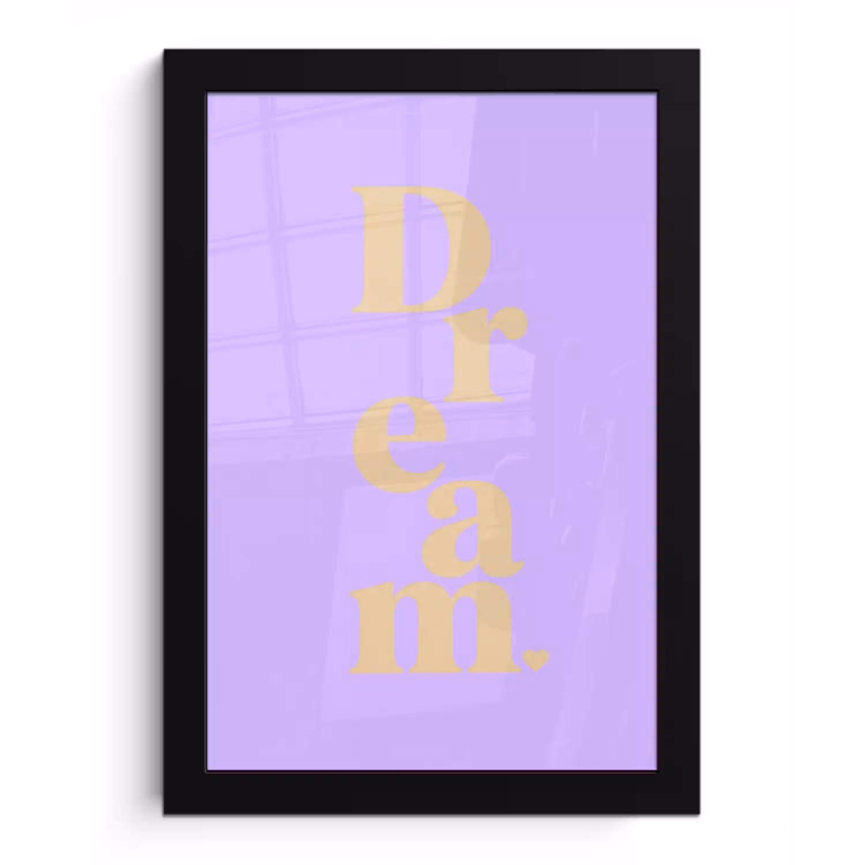 Dream - Paars - Typografisch fotolijst zwart zonder passe partout klein -3d