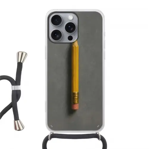 Potlood - Schilderij - Geel Hoesje iPhone 16 Pro Max met koord klein -3d