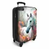 Wit paard omringd door bloemen Koffer - NBS - Handbagage middel -productfoto_3d