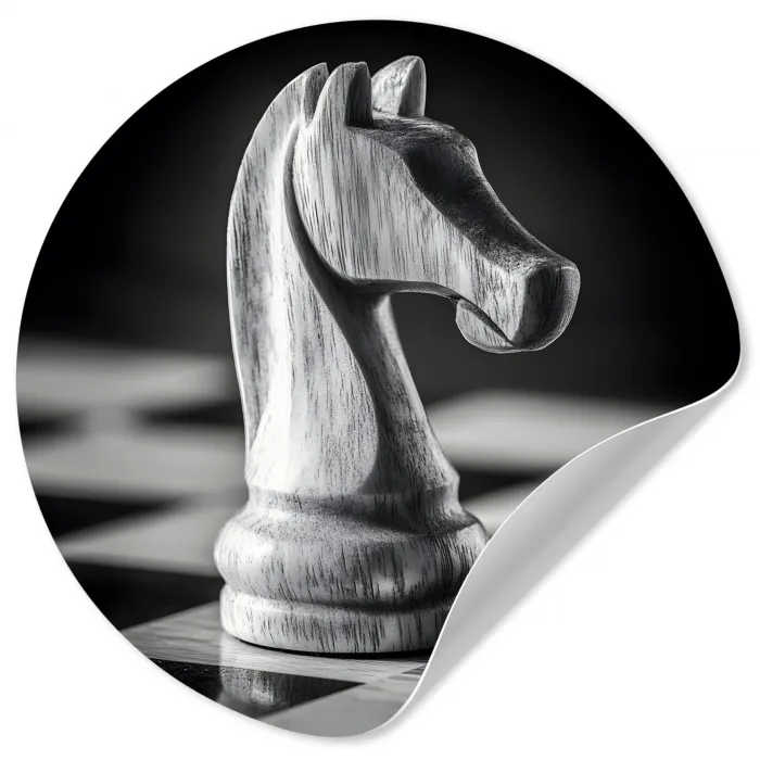 Paard - Hout - Schaalbord - Zwart Wandcirkel behangsticker klein -3d