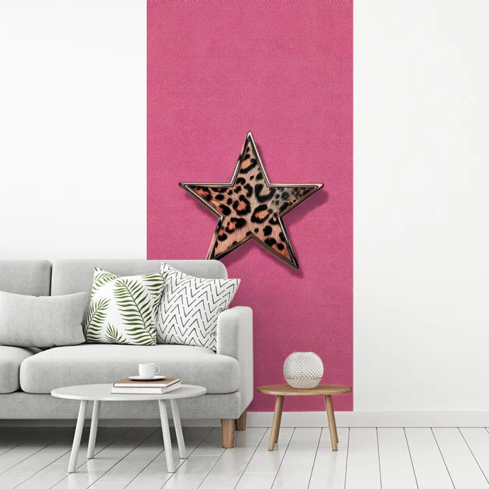 Ster - Luipaard - Print - Roze fotobehang vinyl groot -woonkamer
