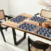 Kronkelende lijnen - Blauw - Bruin - Minimalistisch Placemat vinyl groot 368 -zzsfeer4_Kitchenyeah-website