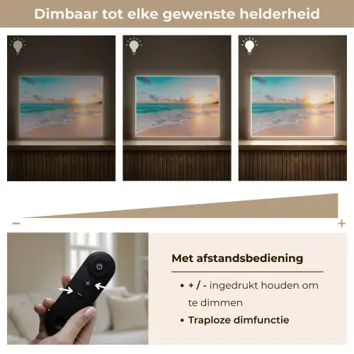 Zonsondergang - Strand - Zee - Zomer - Blauw Light Box met batterij (Wandlamp) middel -USP_dimbaarNL