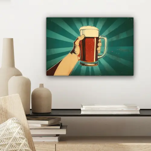 Bierglas - Schuim - Retro - Groen canvas 2cm klein -sfeer6