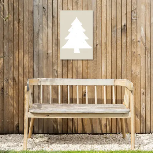 Japandi - Kerstboom - Beige - Kerstversiering Tuinposter op houten frame 2 cm dik klein -sfeer4