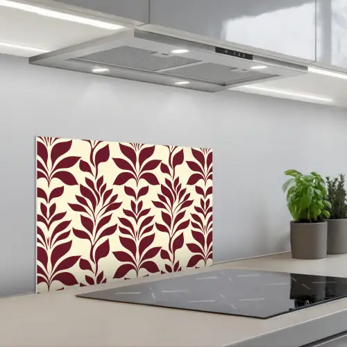 Abstract - Bladeren - Burgundy keuken achterwand spatscherm klein 900 -3d_schuin