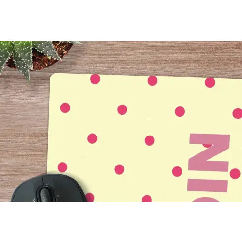 Nice - Stippen - Roze - Geel muismat rubber klein -closeup