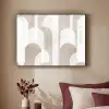 Abstracte bogen - Modern - Beige Textielframe zwart klein -sfeer1