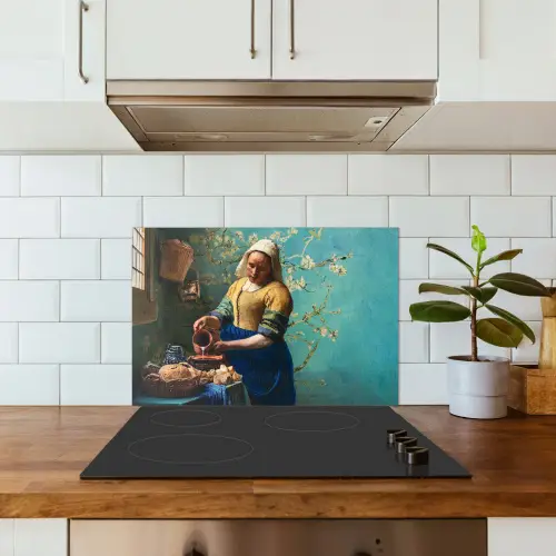 Melkmeisje - Amandelbloesem - Van Gogh - Vermeer - Schilderij - Oude meesters keuken achterwand spatscherm klein -sfeer2