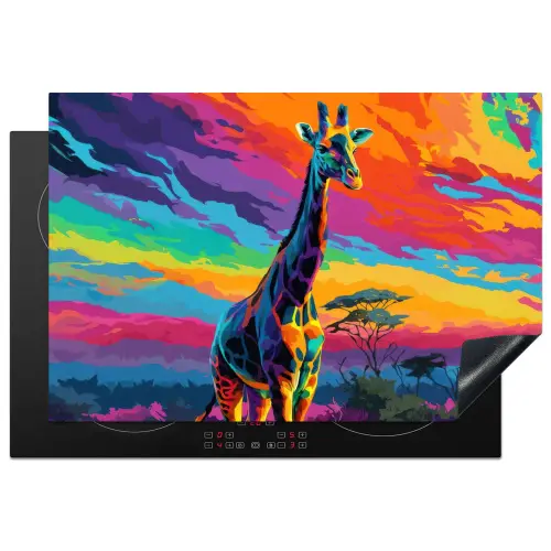 Giraffe - Savanna - Lucht - Gekleurd Inductie beschermer vinyl 3mm klein -3d