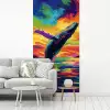 Zonsondergang - Walvis - Geschilderd - Kleurrijk fotobehang vinyl groot -woonkamer