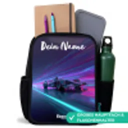 Lichtstralen - Neon - Racewagen - Paars Rugzak - Zwart middel -inhoud_DE