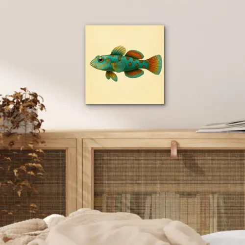 Vis - Blauw - Stippen - Schubben aluminium wit klein -sfeer3