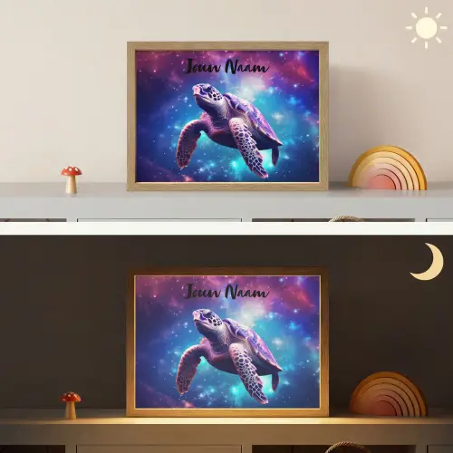 Schildpad - Dier - Galaxy - Ruimte Light Box met batterij (Wandlamp kind) middel -sfeer3_kind