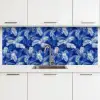 Palmblad - Patroon - Blauw keuken achterwand 2 middel 871 -3d