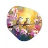 Vogels - Bloemen - Roze Wandcirkel Organisch Plexiglas middel -3d