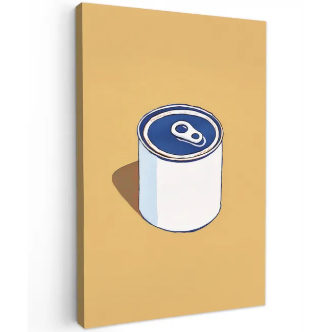 Blikje - Minimalistisch - Blauw - Illustratie Tuinposter op houten frame 2 cm dik klein -3d