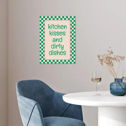 Quote - Groen - Geblokt - Keuken poster papier klein -sfeer3