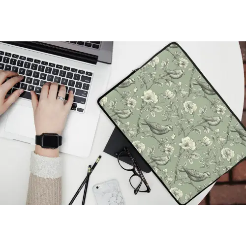 Klassiek - Botanisch - Groen laptophoes neopreen klein 279 -bureau