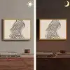 Lijnen - Abstract - Golvend - Zwart Light Box met batterij (Wandlamp) middel -sfeer3
