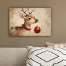 Kerst - Hert - Gewei - Kerstbal - Rendier canvas 2cm klein -sfeer3