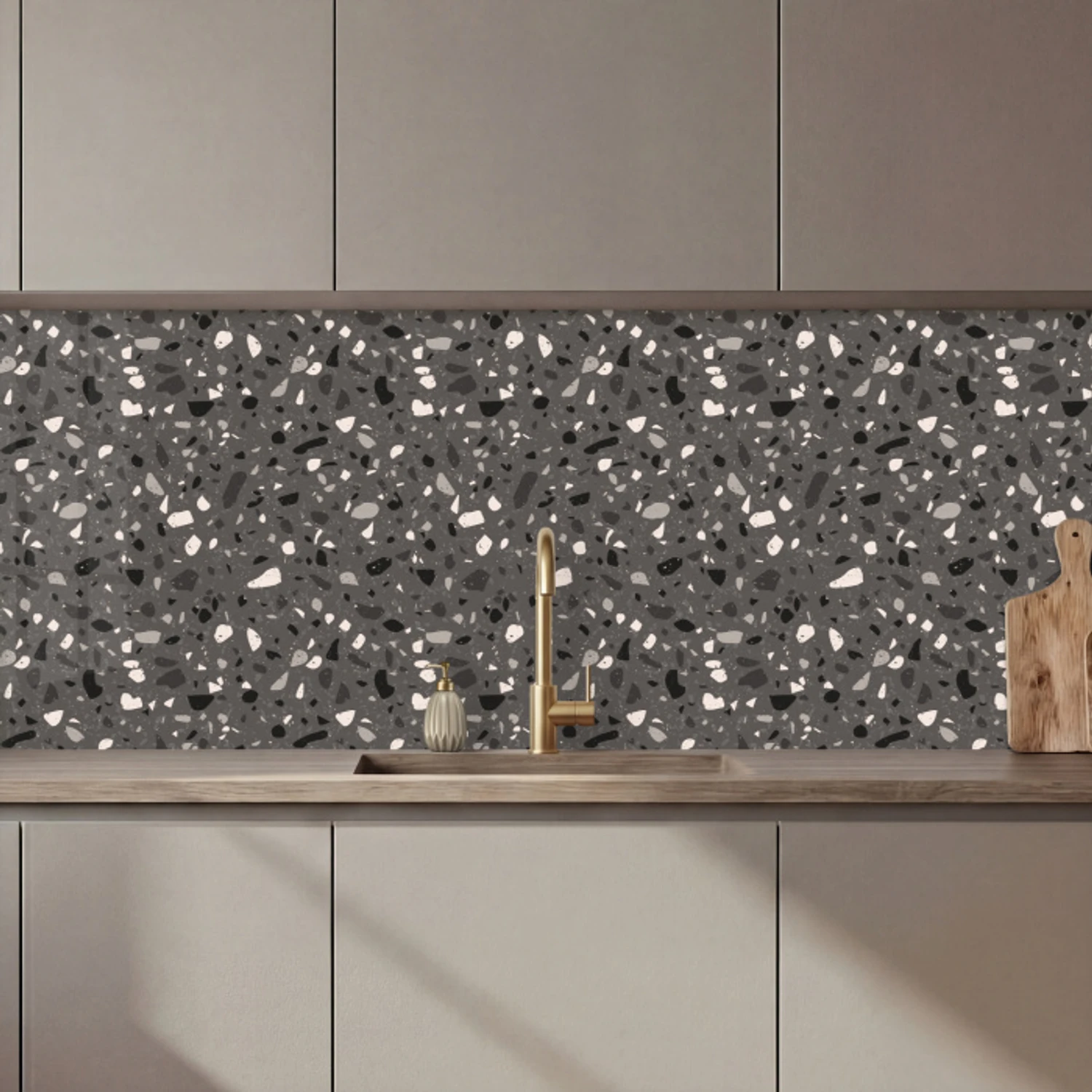 Terrazzo -  Patroon - Grijs keuken achterwand 2 middel 871 zz_3dshopping