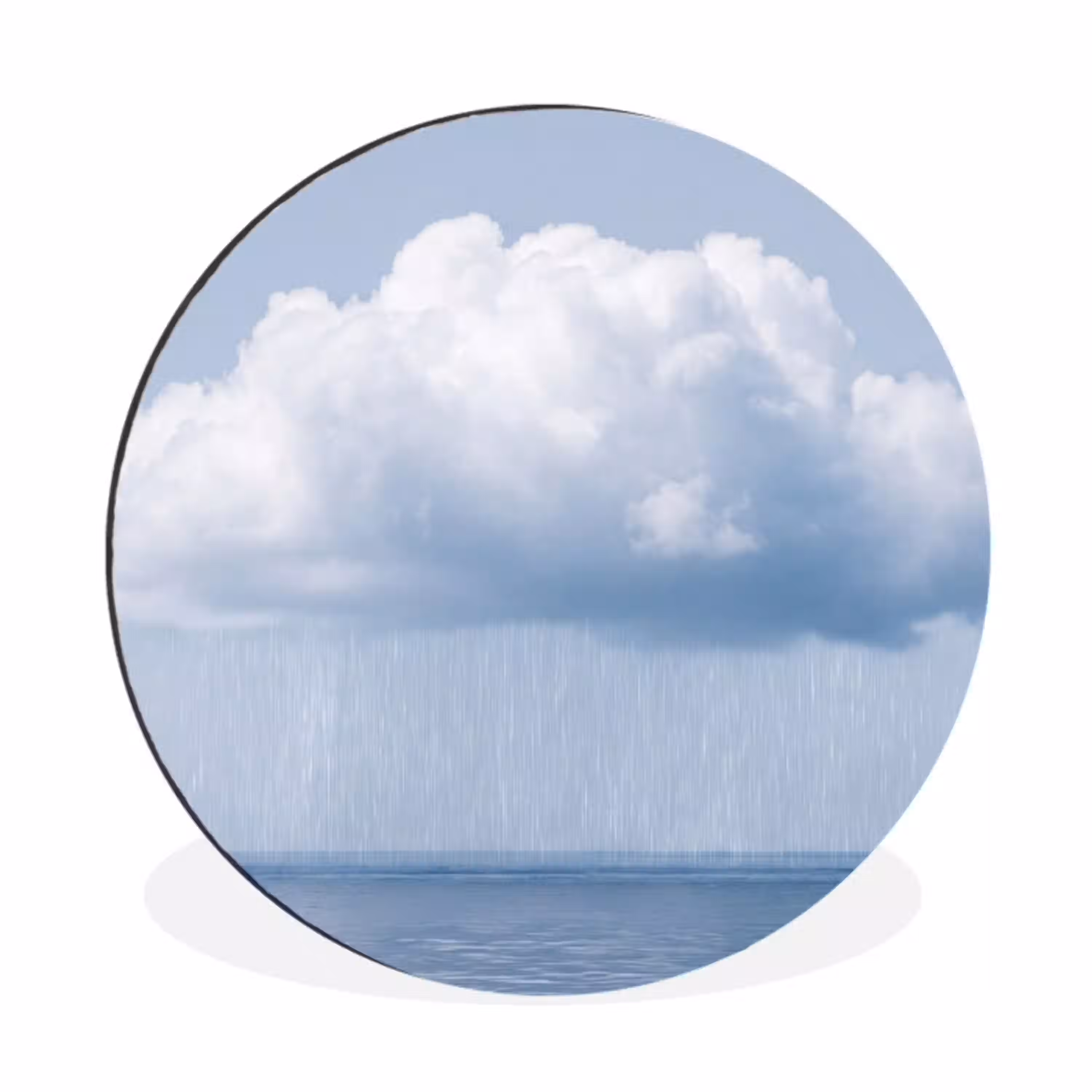 Wolk - Regen - Natuur Wandcirkel aluminium klein -3d