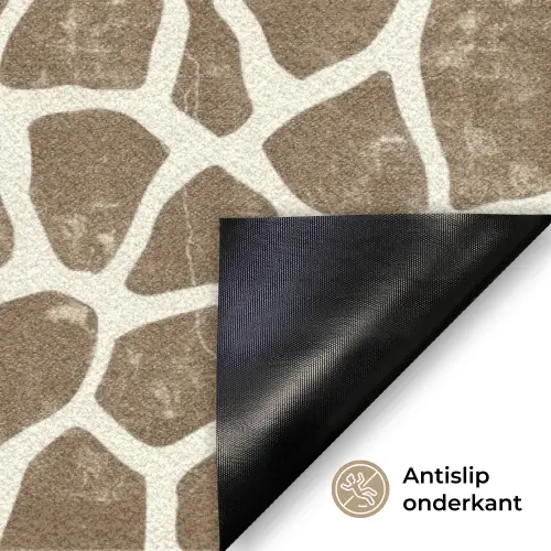 Tekst - Be cool or leave - Roze - Giraffenprint Deurmat klein -antislip_NL