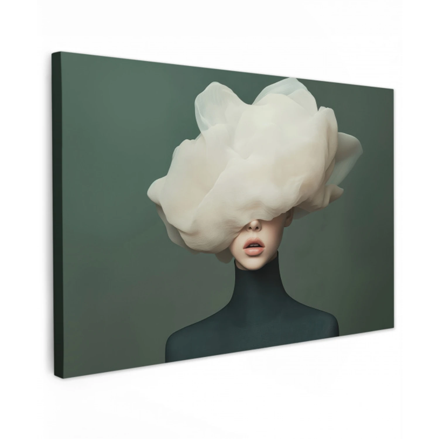 Hoed - Vrouw - Beige Tuinposter op houten frame 2 cm dik klein -3d