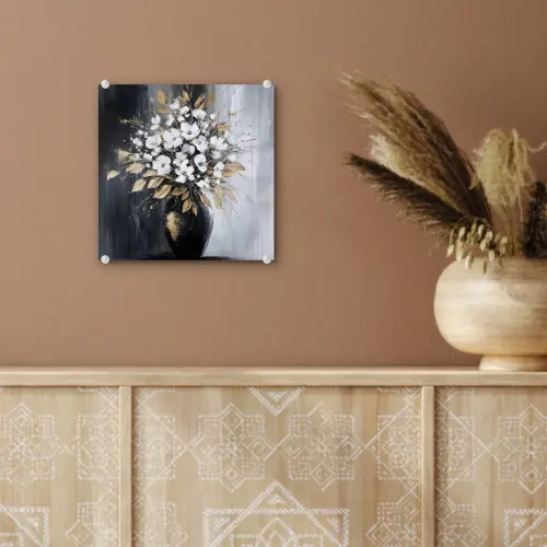 Bloemen - Wit - Vaas - Abstract plexiglas 5mm klein -sfeer5