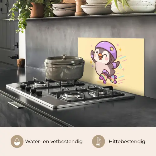 Pinguïn - Rolschaatsen - Geel - Energiek keuken achterwand spatscherm klein -usp_NL
