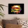 Hamburger - Graffiti - Verf - Kleurrijk - Eten - Abstract canvas 2cm klein -sfeer1