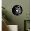 Leeuw - Ogen - Oranje - Zwart wit - Dieren - Portret Wandcirkel kunststof plaat 5mm dik klein -sfeer3