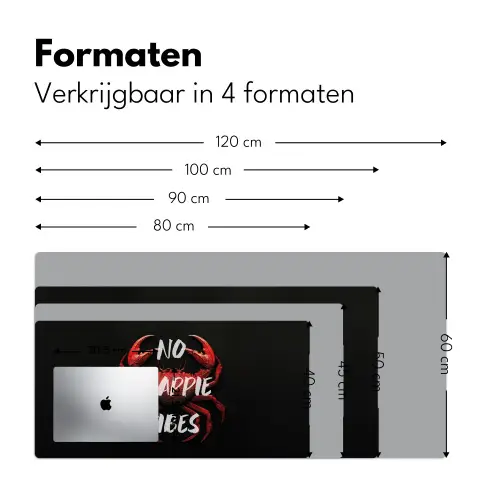 Krab - Rood - Tekst - Zwart Muismat XXL klein -sfeer5