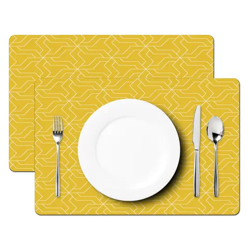 Wit - Geel - Patroon - Geometrisch Placemat vinyl groot 368 -zzsfeer2_Kitchenyeah-website