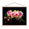 Orchidee - Graffiti - Kleurrijk - Bloemen - Abstract textielposter latten blank klein -3d