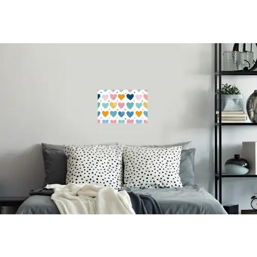 Hartjes - Pastel - Kleurcontrast - Handgetekend Muursticker klein -slaapkamer