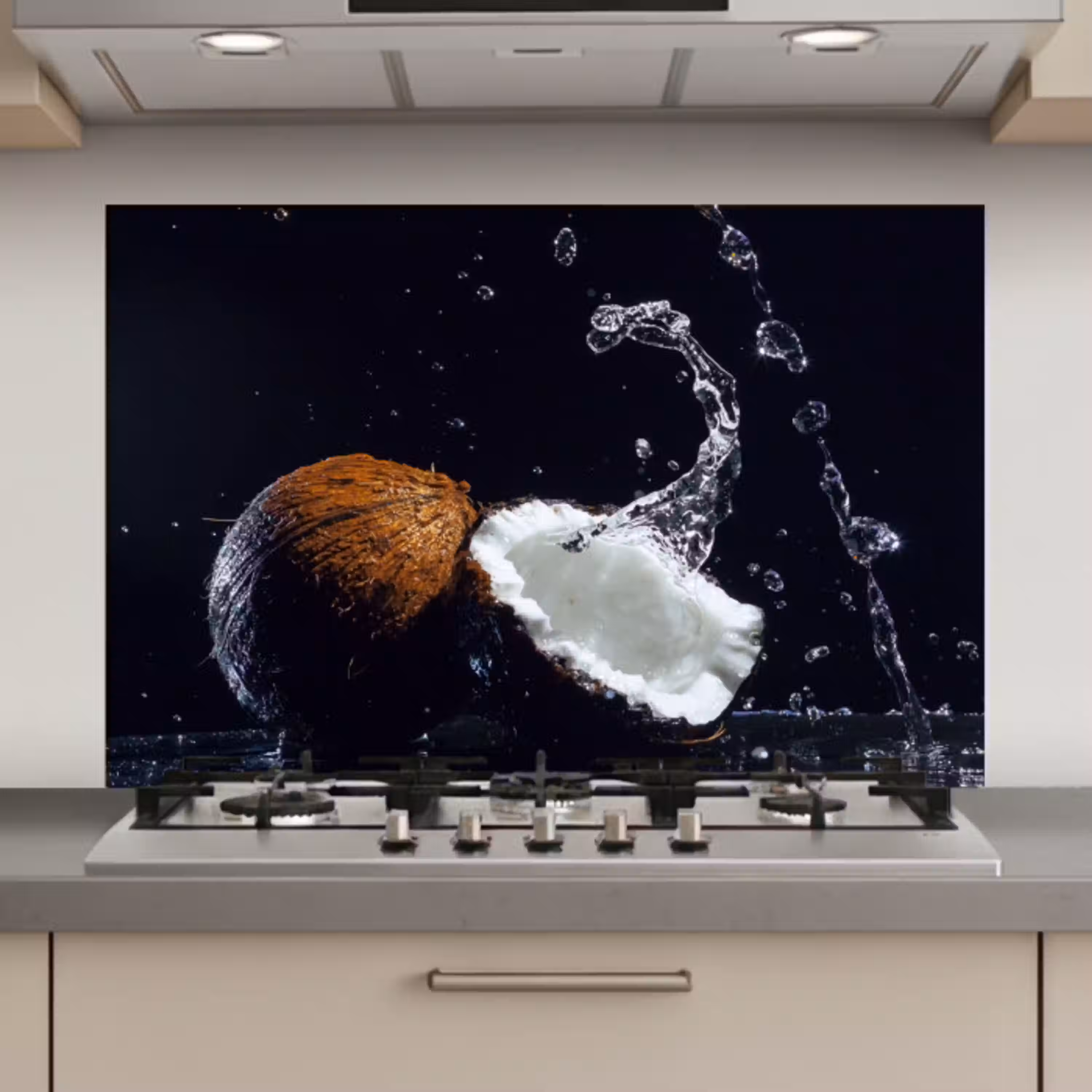 Kokosnoot - Stilleven - Water - Zwart - Fruit keuken achterwand spatscherm klein -3d_website