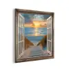 Doorkijk - Strand - Pad - Zonsondergang aluminium wit klein -3d